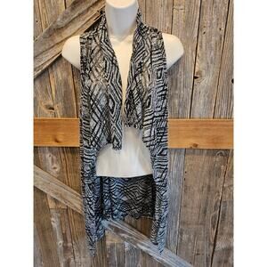 Nwt daytrip Buckle brand semi Sheer open cardigan tunic black white y2k medium